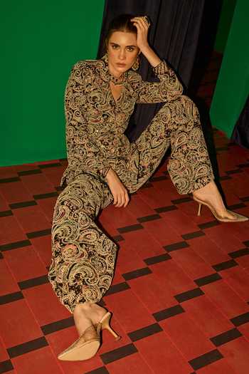 Buy_Evra By Nikita_Black Georgette Embroidery Threadwork Blazer And Pant Set _Online_at_Aza_Fashions