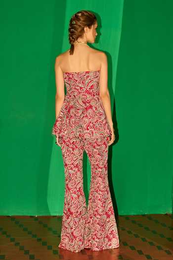 Shop_Evra By Nikita_Multi Color Georgette Embroidery Bandeau Neck, Yes Paisley Kurta And Palazzo Set _at_Aza_Fashions
