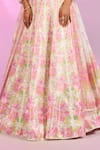 Shop_Label Priyanka Kar_Ivory Satin Embroidery, Crystals, Tassels Flower Bouquet Print Lehenga Set _Online_at_Aza_Fashions