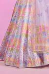 Shop_Label Priyanka Kar_Purple Satin Embroidery, Crystals Square Neck Floral Print Lilac Lehenga Set _Online_at_Aza_Fashions
