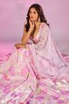 Buy_Label Priyanka Kar_Pink Satin Embroidery, Crystals Sweetheart Neck Flower Print Baby Lehenga Set _Online_at_Aza_Fashions