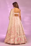 Shop_Label Priyanka Kar_Cream Satin Beads, Crystals Sweetheart Neck Floral Print Lehenga Set _at_Aza_Fashions