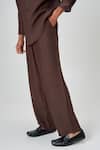 Honey&Me_Brown Linen Espresso Shirt And Pant Set _Online_at_Aza_Fashions