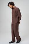 Buy_Honey&Me_Brown Linen Espresso Shirt And Pant Set _Online_at_Aza_Fashions