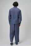 Shop_Honey&Me_Blue Linen Midnight Drift Shirt And Pant Set _at_Aza_Fashions