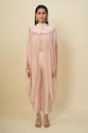 Buy_Anamika Khanna_Pink High , Scoop Rose Embroidered Capelet And Pant Set _Online_at_Aza_Fashions