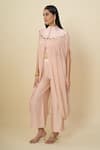 Shop_Anamika Khanna_Pink High , Scoop Rose Embroidered Capelet And Pant Set _Online_at_Aza_Fashions