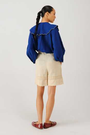 Shop_Cord_Blue Linen Embroidery Peter Pan Collar Julia Rose Top _at_Aza_Fashions