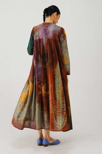 Shop_Cord_Maroon Smocking Round Neck Frida X Ray Print Dress _at_Aza_Fashions