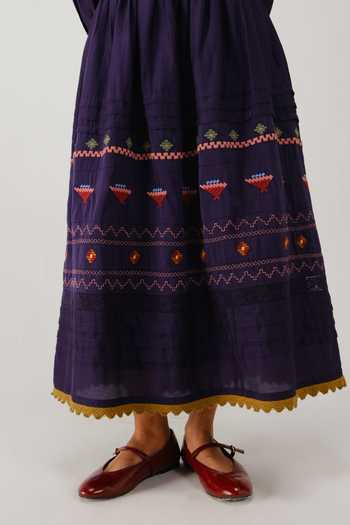 Shop_Cord_Purple Silk, Cotton Embroidery Emily Folk Skirt _Online_at_Aza_Fashions