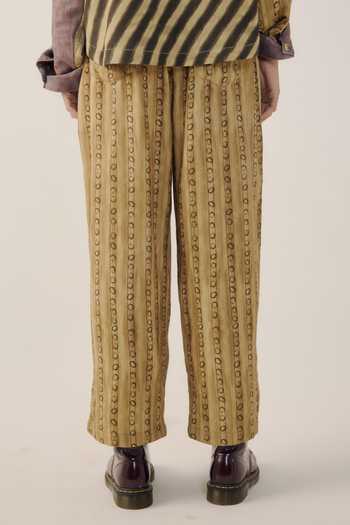 Buy_Cord_Mustard Wool Striped Print Drawstring Pant _Online_at_Aza_Fashions