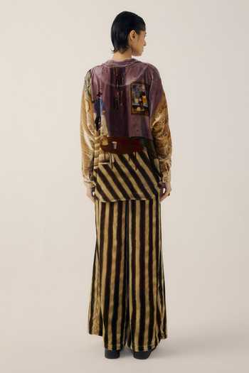 Shop_Cord_Multi Color Velvet Stripe Print Lounge Pant _at_Aza_Fashions