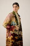 Cord_Multi Color Velvet Collared Norma Lakeside Print Jacket _Online_at_Aza_Fashions