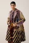 Buy_Cord_Multi Color Velvet Patchwork Notched Neck Norma Living Room Print Jacket _Online_at_Aza_Fashions