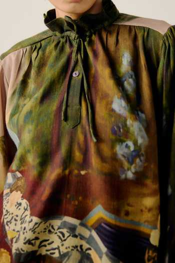 Shop_Cord_Multi Color Wool High Neck Lakeside Print Ruffled Top _Online_at_Aza_Fashions
