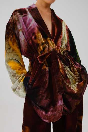 Buy_Cord_Multi Color Velvet Shawl Neck Artist X-ray Print Blazer _Online_at_Aza_Fashions