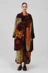Buy_Cord_Multi Color Velvet Embroidery, Applique Seoul X-ray Print Overcoat _Online_at_Aza_Fashions