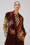 Cord_Multi Color Velvet Embroidery, Beads X-ray Print Oversized Blazer _Online_at_Aza_Fashions