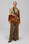 Buy_Cord_Multi Color Velvet Lakeside Print Oversized Blazer And Pant Set _at_Aza_Fashions