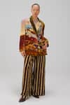 Buy_Cord_Multi Color Velvet Lakeside Print Oversized Blazer And Pant Set _Online_at_Aza_Fashions