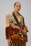 Shop_Cord_Multi Color Velvet Lakeside Print Oversized Blazer _Online_at_Aza_Fashions
