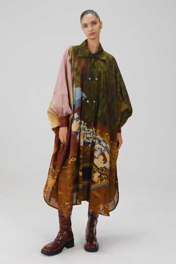 Buy_Cord_Multi Color Cotton Collared Echo Lakeside Print Kaftan Dress _Online_at_Aza_Fashions
