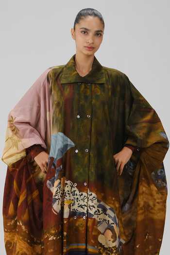 Buy_Cord_Multi Color Cotton Collared Echo Lakeside Print Kaftan Dress 