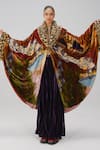 Cord_Multi Color Velvet, Fur Gatsby Lakeside Print Coat _at_Aza_Fashions