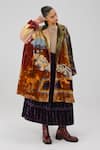 Cord_Multi Color Velvet Seoul Lakeside Print Overcoat _at_Aza_Fashions