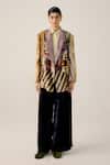 Buy_Cord_Multi Color Velvet Living Room Print Oversized Blazer And Pant Set _at_Aza_Fashions