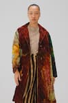 Cord_Multi Color Velvet Notched Neck Norma X-ray Print Jacket And Pant Set _at_Aza_Fashions