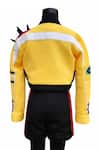 Shop_Toplove_Yellow Neoprene, Lurex, Leather Embroidery, Kpop Rumi Jacket And Shorts Set _at_Aza_Fashions
