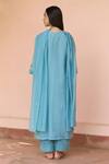 Shop_Vaayu_Blue Cotton, Muslin Embroidery, Tassels Keyhole Neck Powder Kurta Set _at_Aza_Fashions