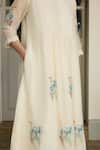 Shop_Vaayu_Ivory Cotton, Muslin Applique Round Neck, Yes Pintuck Kurta And Pant Set _Online_at_Aza_Fashions
