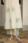Vaayu_Ivory Cotton, Muslin Applique Round Neck, Yes Pintuck Kurta And Pant Set _Online