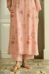 Shop_Vaayu_Pink Muslin Embroidery, Lace Round Neck Blossom Floral Print Kurta And Pant Set _Online_at_Aza_Fashions