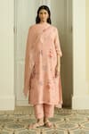 Buy_Vaayu_Pink Cotton, Muslin Embroidery, Tassels, Lace Blossom Floral Print Kurta Set _Online_at_Aza_Fashions