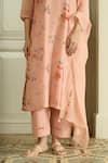 Shop_Vaayu_Pink Cotton, Muslin Embroidery, Tassels, Lace Blossom Floral Print Kurta Set _Online_at_Aza_Fashions
