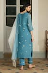 Shop_Vaayu_Blue Cotton, Muslin Applique, Tassels Round Neck, Yes Ocean Kurta Set _at_Aza_Fashions