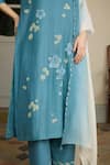 Buy_Vaayu_Blue Cotton, Muslin Applique, Tassels Round Neck, Yes Ocean Kurta Set _Online_at_Aza_Fashions