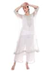 Buy_Tanu Malhotra_White Lurex Embroidery Split V-neck Tonal Kaftan Set _Online_at_Aza_Fashions