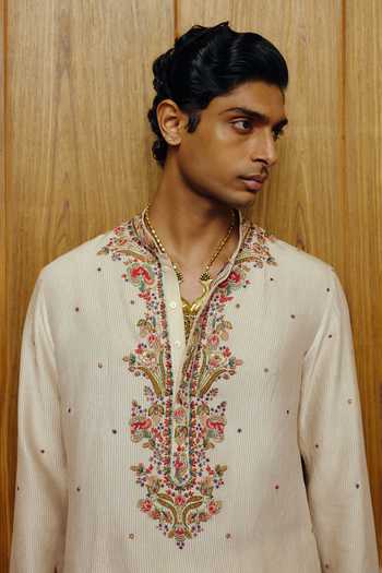 Buy_Dolly J_Ivory Silk, Cotton Embroidery The Elias Kurta And Trouser Set _Online_at_Aza_Fashions