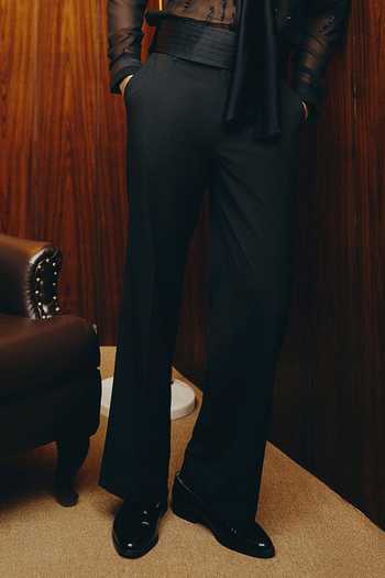 Dolly J_Black Georgette, Crepe, Satin Beads Noir Embellished Shirt Pant Set _Online_at_Aza_Fashions