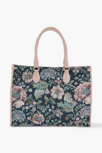 Shop_Tan & Loom_Pink Opera Old Rose Floral Tote Bag _Online_at_Aza_Fashions