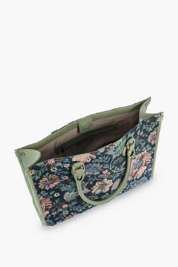 Buy_Tan & Loom_Blue Opera Sage Floral Tote Bag _Online_at_Aza_Fashions