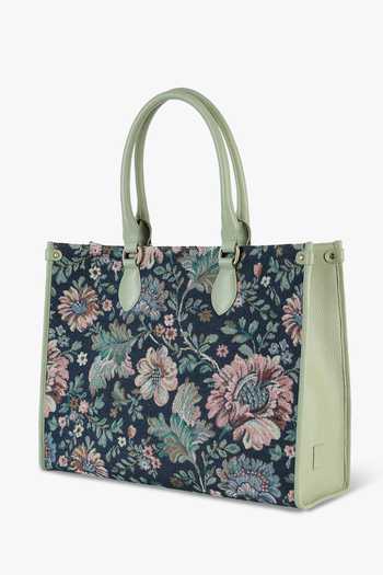 Buy_Tan & Loom_Blue Opera Sage Floral Tote Bag _at_Aza_Fashions