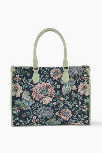 Shop_Tan & Loom_Blue Opera Sage Floral Tote Bag _Online_at_Aza_Fashions