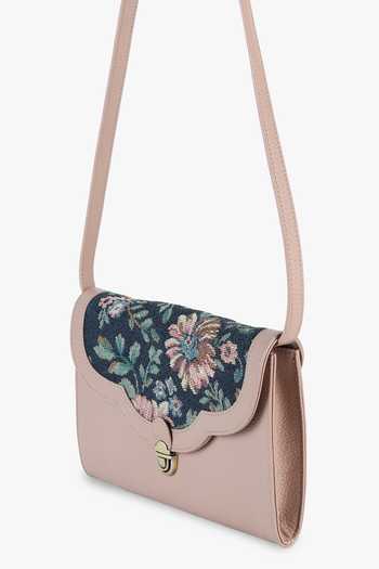 Tan & Loom_Pink Sonata Old Rose Floral Sling Bag _Online_at_Aza_Fashions