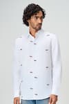 Buy_Honey&Me_White Linen Embroidery The Bengal Wanderer Shirt _at_Aza_Fashions