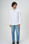 Shop_Honey&Me_White Linen Embroidery The Bengal Wanderer Shirt _Online_at_Aza_Fashions
